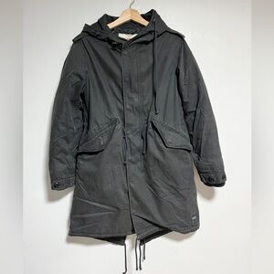 TNA Military Issue Parka Jacket - Black - Size Small - Wool Lined Winter Coat